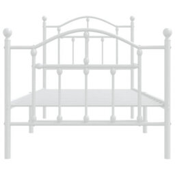 Berkfield Metal Bed Frame With Headboard And Footboard White 90X200 Cm - thumbnail 5