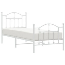Berkfield Metal Bed Frame With Headboard And Footboard White 90X200 Cm - thumbnail 3