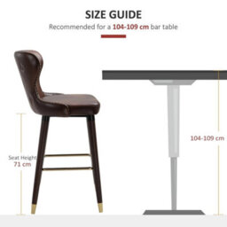 Bar Stools Set Of 2, Dining Stools With Backrest, Footrest, Brown - thumbnail 5