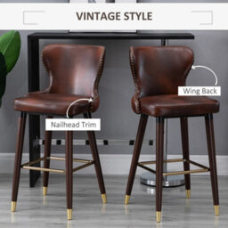 Bar Stools Set Of 2, Dining Stools With Backrest, Footrest, Brown - thumbnail 6