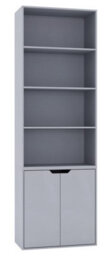 Urbn-Living Urbnliving Height 180Cm 6 Tier Bookcase With 2 Door Cupboard Cabinet Storage Shelving Display Colour Grey Wood Shelf - thumbnail 4