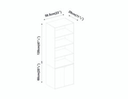 Urbn-Living Urbnliving Height 180Cm 6 Tier Bookcase With 2 Door Cupboard Cabinet Storage Shelving Display Colour Grey Wood Shelf - thumbnail 5