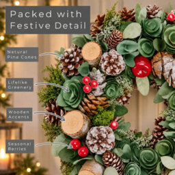 Neo 50Cm Christmas Wreath Front Door Artificial Festive Woodland Wreath - thumbnail 4