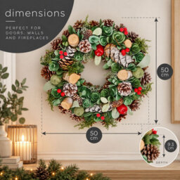 Neo 50Cm Christmas Wreath Front Door Artificial Festive Woodland Wreath - thumbnail 6