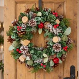 Neo 50Cm Christmas Wreath Front Door Artificial Festive Woodland Wreath - thumbnail 9