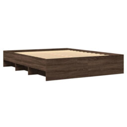 Berkfield Bed Frame Without Mattress Brown Oak 150X200 Cm King Size Engineered Wood - thumbnail 4
