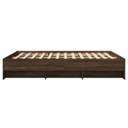 Berkfield Bed Frame Without Mattress Brown Oak 150X200 Cm King Size Engineered Wood - thumbnail 6