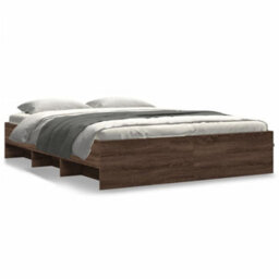Berkfield Bed Frame Without Mattress Brown Oak 150X200 Cm King Size Engineered Wood - thumbnail 2