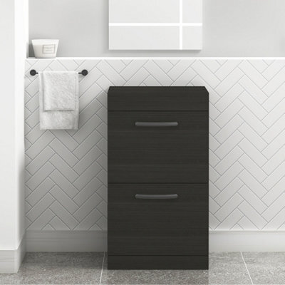 Royal Bathrooms Turin 500mm Hale Black Floor Standing Worktop Vanity Unit - 2 Drawer With Matt Black Handle - image 1