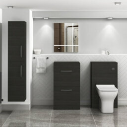 Royal Bathrooms Turin 500mm Hale Black Floor Standing Worktop Vanity Unit - 2 Drawer With Matt Black Handle - thumbnail 2