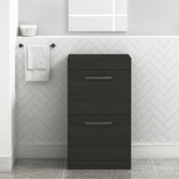 Royal Bathrooms Turin 500mm Hale Black Floor Standing Worktop Vanity Unit - 2 Drawer With Matt Black Handle - thumbnail 1