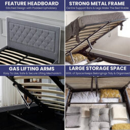 Home Treats Ottoman Bed Frame Double High Headboard Storage Bed  - Hybrid Mattress - thumbnail 3