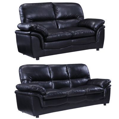 Furniture Instore Verona Black Leather 3+2 Seater Sofa Set Collection - image 1