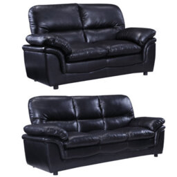 Furniture Instore Verona Black Leather 3+2 Seater Sofa Set Collection