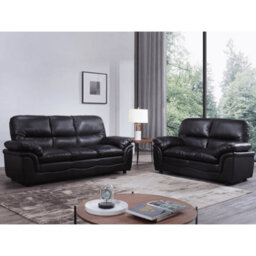 Furniture Instore Verona Black Leather 3+2 Seater Sofa Set Collection - thumbnail 2