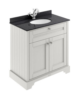 Hudson Reed Floor Standing 2 Door Traditional Vanity Unit With 1 Tap Hole Black Marble Top & Basin, Timeless Sand, 820 X 470 mm - image 1