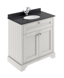Hudson Reed Floor Standing 2 Door Traditional Vanity Unit With 1 Tap Hole Black Marble Top & Basin, Timeless Sand, 820 X 470 mm