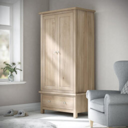 Farro Oak Double Wardrobe With Drawer - By Roseland Furniture - thumbnail 2