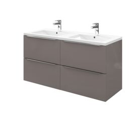 GoodHome Imandra Gloss Anthracite Wall-Mounted Bathroom Vanity Unit (H) 600mm (W) 1200mm - thumbnail 3