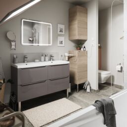 GoodHome Imandra Gloss Anthracite Wall-Mounted Bathroom Vanity Unit (H) 600mm (W) 1200mm - thumbnail 6