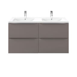 GoodHome Imandra Gloss Anthracite Wall-Mounted Bathroom Vanity Unit (H) 600mm (W) 1200mm - thumbnail 2