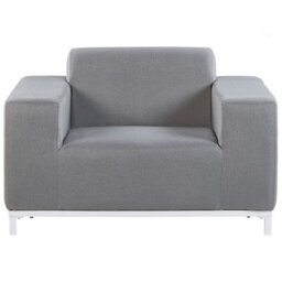 Wyld And Coco 5-Seater Garden Sofa Set Grey Fabric With White Aluminium Legs And Ottoman - Large Outdoor Seating - thumbnail 7