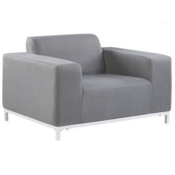 Wyld And Coco 5-Seater Garden Sofa Set Grey Fabric With White Aluminium Legs And Ottoman - Large Outdoor Seating - thumbnail 8