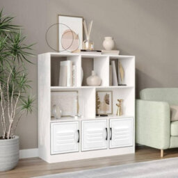 Urbn-Living Urbnliving Asymmetrical 8 Cube White Bookcase Freestanding Storage Unit With 3 Metal Doors - White - thumbnail 2
