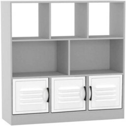 Urbn-Living Urbnliving Asymmetrical 8 Cube White Bookcase Freestanding Storage Unit With 3 Metal Doors - White - thumbnail 1