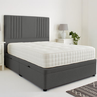 Urban Textures - Milan Ottoman Bed Rounded Headboard Side Lift: Boucle Grey - image 1