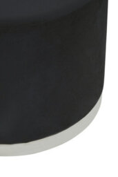 Premier Housewares Interiors By Premier Black And Silver Round Footstool, Velvet Ottoman Footstool With Silver Base, Pouffe Footstool For Home - thumbnail 5