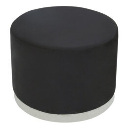 Premier Housewares Interiors By Premier Black And Silver Round Footstool, Velvet Ottoman Footstool With Silver Base, Pouffe Footstool For Home - thumbnail 2