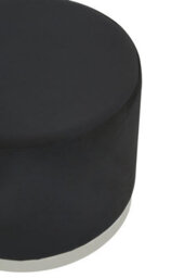Premier Housewares Interiors By Premier Black And Silver Round Footstool, Velvet Ottoman Footstool With Silver Base, Pouffe Footstool For Home - thumbnail 4
