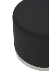 Premier Housewares Interiors By Premier Black And Silver Round Footstool, Velvet Ottoman Footstool With Silver Base, Pouffe Footstool For Home - thumbnail 3