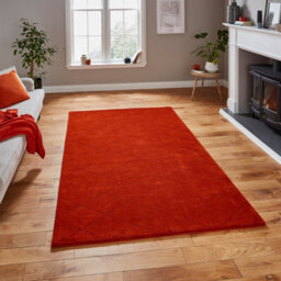Orange Chequered , Geometric Luxurious , Modern , Plain , Wool Easy To Clean Rug For Bedroom, Living Room - 150Cm X 230Cm - thumbnail 1