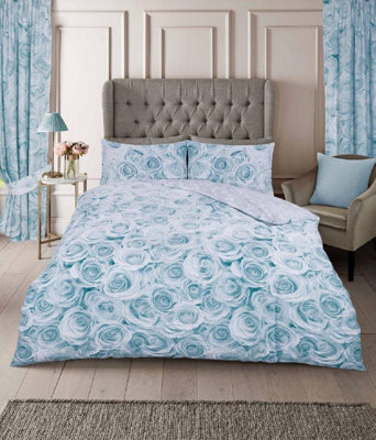 Smart Living Duvet Cover With Pillowcases Polycotton Quilt Bedding Covers Comfy Breathable Comforter Cover Set - Duck Egg - image 1