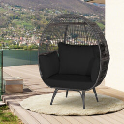 Costway Oversized Wicker Egg Chair Outdoor Patio Lounge Basket W/ 4 Soft Cushions - thumbnail 8