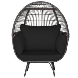 Costway Oversized Wicker Egg Chair Outdoor Patio Lounge Basket W/ 4 Soft Cushions - thumbnail 2