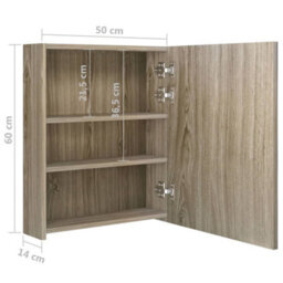 Berkfield Led Bathroom Mirror Cabinet Oak 50X14X60 Cm - thumbnail 8