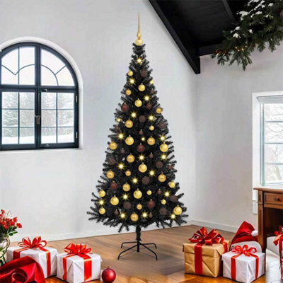 Vidaxl Christmas Tree With 300 Leds With Stand Black 180 Cm Pvc - image 1
