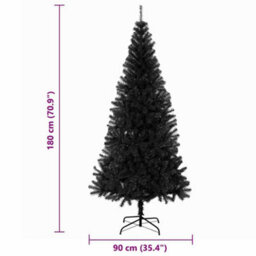 Vidaxl Christmas Tree With 300 Leds With Stand Black 180 Cm Pvc - thumbnail 3
