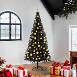 Vidaxl Christmas Tree With 300 Leds With Stand Black 180 Cm Pvc