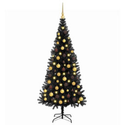 Vidaxl Christmas Tree With 300 Leds With Stand Black 180 Cm Pvc - thumbnail 2