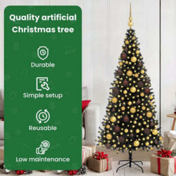 Vidaxl Christmas Tree With 300 Leds With Stand Black 180 Cm Pvc - thumbnail 7