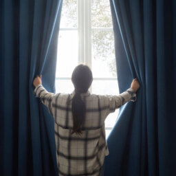Ameha Plain 100%blackout Curtain 90X90',heavy 260Gsm Blue Linen Look Ready Made ,thermal Insulated, Eyelet Top Bedroom Living Room Decor - thumbnail 9