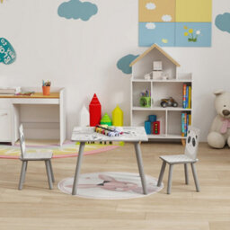 Zonekiz Kids Table And Chair Set, Toddler Table With 2 Chairs, Grey - thumbnail 8