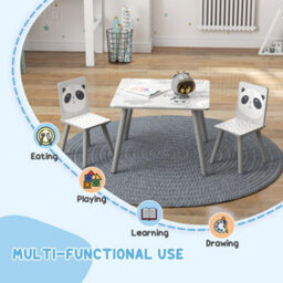 Zonekiz Kids Table And Chair Set, Toddler Table With 2 Chairs, Grey - thumbnail 4