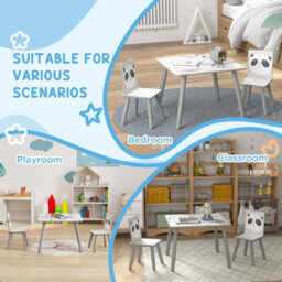 Zonekiz Kids Table And Chair Set, Toddler Table With 2 Chairs, Grey - thumbnail 6