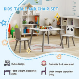 Zonekiz Kids Table And Chair Set, Toddler Table With 2 Chairs, Grey - thumbnail 7