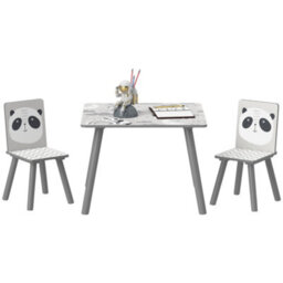 Zonekiz Kids Table And Chair Set, Toddler Table With 2 Chairs, Grey - thumbnail 2